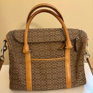 Classic Coach Brown and Tan small Duffel Bag